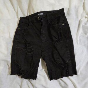 Hot Topic Distressed Black Khaki Shorts